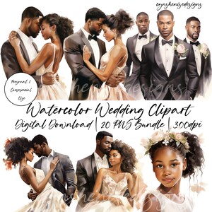 Black Girl Clipart, Black Woman Clipart, Black Girl Magic PNG, Black Girl Bride, Black Wedding clipart, Black Groommen, Afroamericano