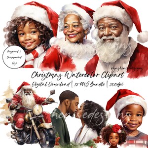 African American Santa Clipart, Black Santa Clipart, African American Christmas Clipart, Black Santa Claus PNG, Black Mrs Claus PNG