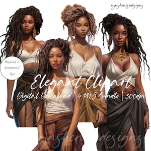 Black Woman Clipart, Glam Clipart, Black Girl Clipart, Black Girl Magic PNG, Fashion Girl Clipart, Beauty Clipart, Boss Babe Clipart
