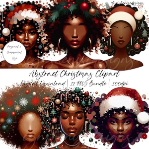 Weihnachten Abstraktes Gesichtsloses Schwarzes Mädchen PNG, Schwarze Frau, Schwarzes Mädchen Clipart, Schwarzes Mädchen Magie Planer, Melanin, Digitale Aufkleber, journal