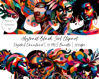 Abstrakcyjna beztwarzowa czarna dziewczyna PNG, czarna kobieta, czarna dziewczyna Clipart, Afroamerykanin, czarna dziewczyna Planner, melanina, cyfrowe naklejki, dziennik