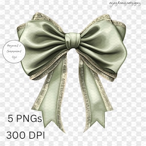 sage green coquette bow, green coquett bow, green bow coquette, Bow png, Green Bow Sublimation, Ribbon Bow Watercolor png,  Digital Download