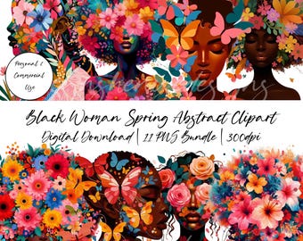 Abstrakcyjna beztwarzowa czarna dziewczyna PNG, czarna kobieta, clipart czarnej dziewczyny, magia czarnej dziewczyny, planer czarnej dziewczyny, melanina, naklejki cyfrowe, dziennik