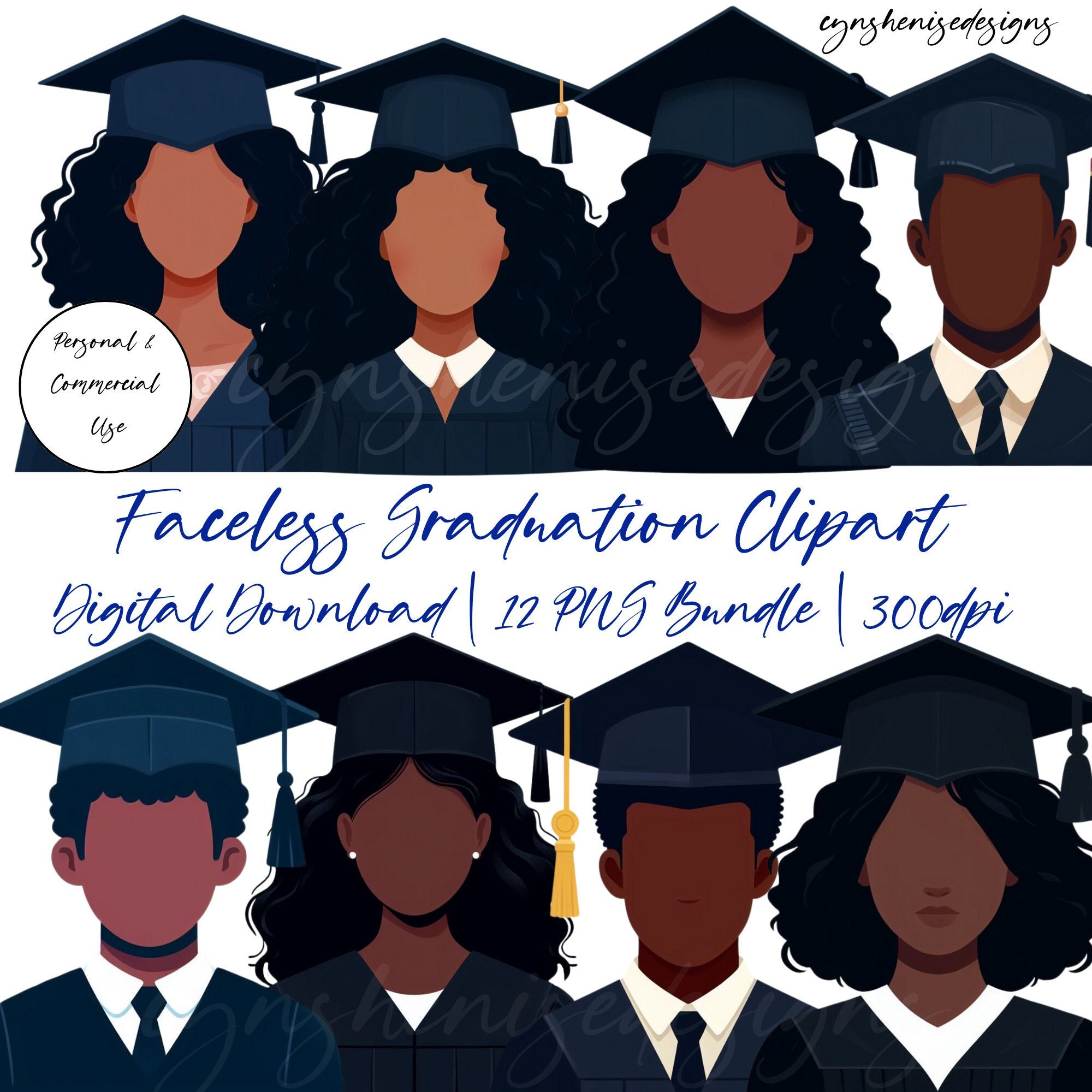 Faceless Black Girl PNG, Black Woman Clipart, Graduation, Black Girl ...