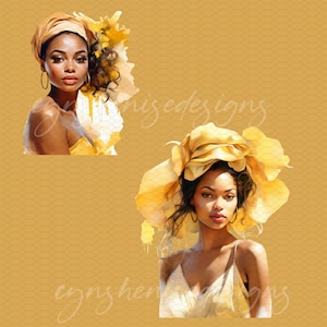Black Girl Clipart, Black Girl Png, Black Woman Png, Afro Girl Clipart, Orisha Oshun Yemaya, Black girl journal, Digital stickers, Melanin image 3