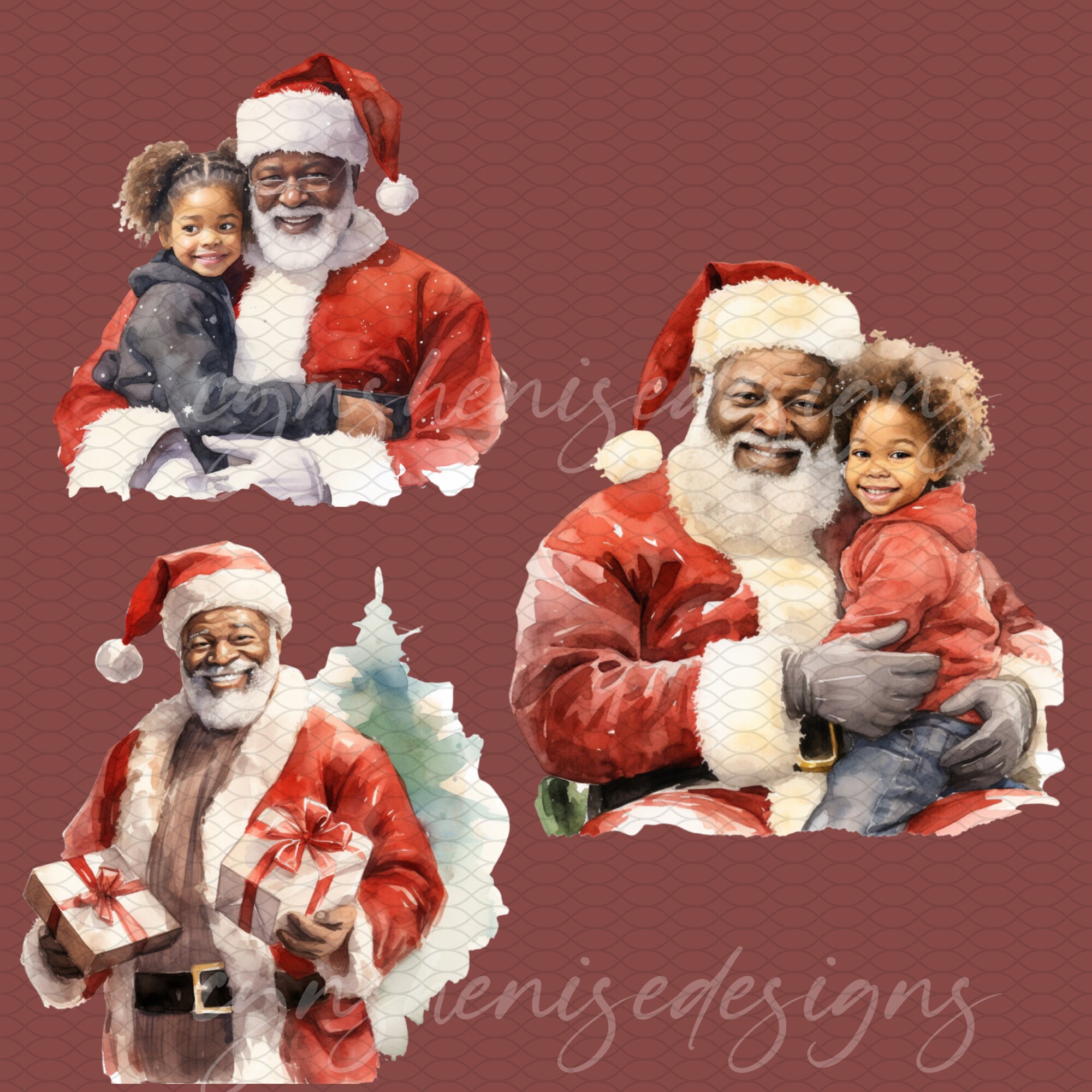 African American Santa Clipart, Black Santa Clipart, African American