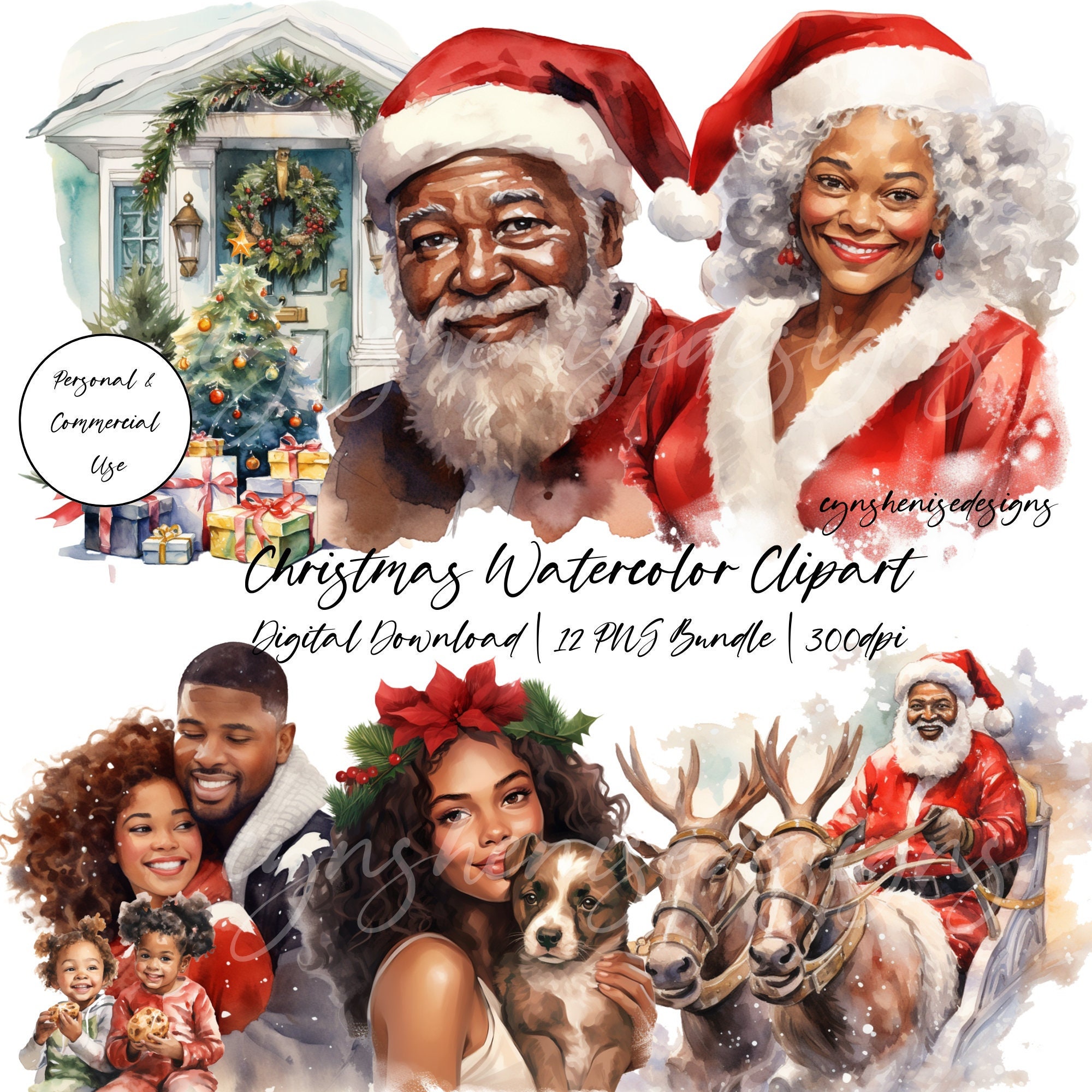 African American Santa Clipart, Black Santa Clipart, African American