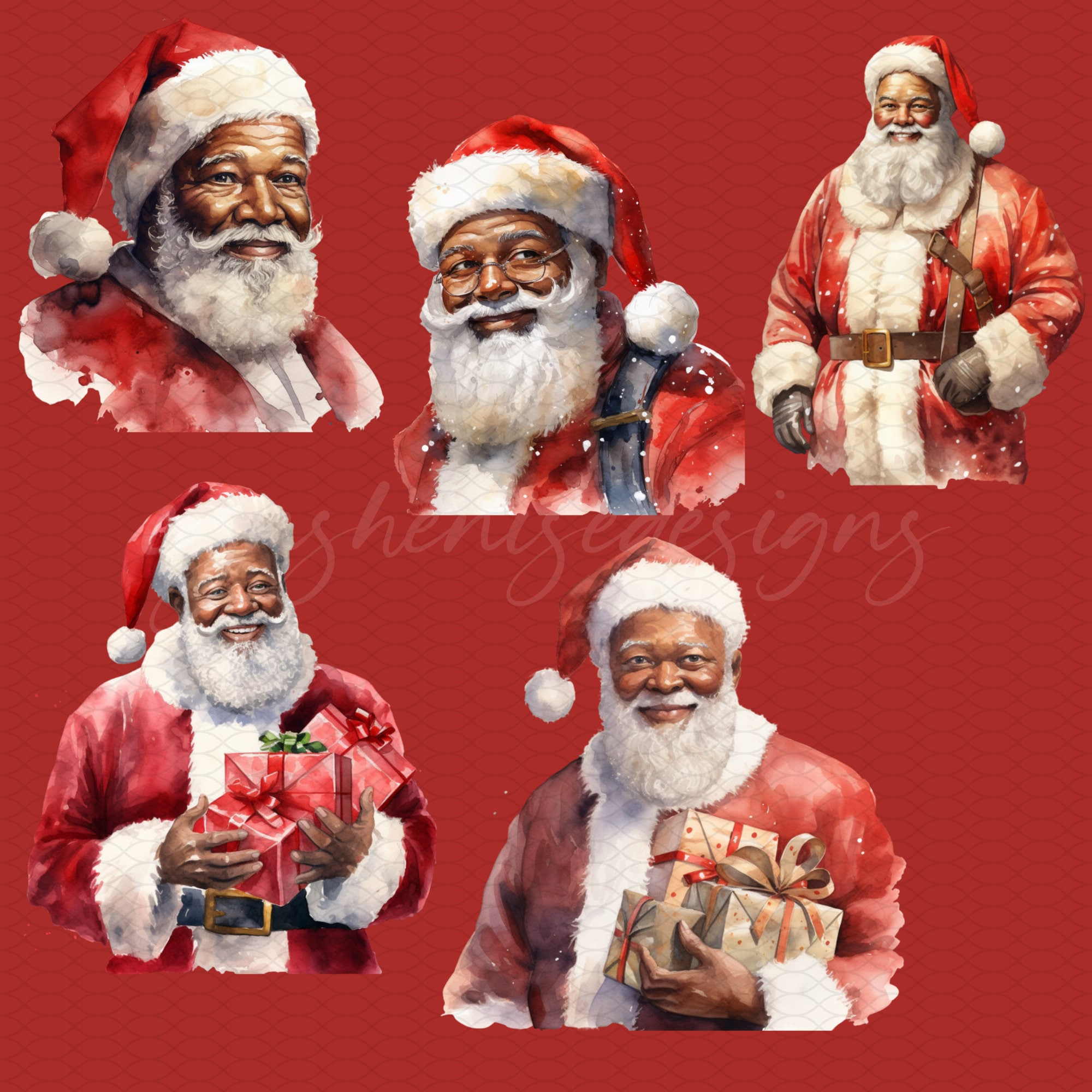 African American Santa Clipart, Black Santa Clipart, African American