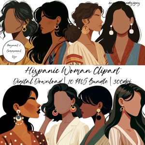 Faceless latina png, latina svg, for latina planner stickers, latina clipart, watercolor clipart, clipart bundle, mexican png, hispanic