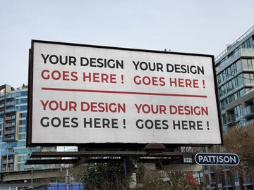 REALISTIC BILLBOARD SIGANE - High Resolution Psd Mockup (Signage design, digital art, marketing, branding design, publicity)