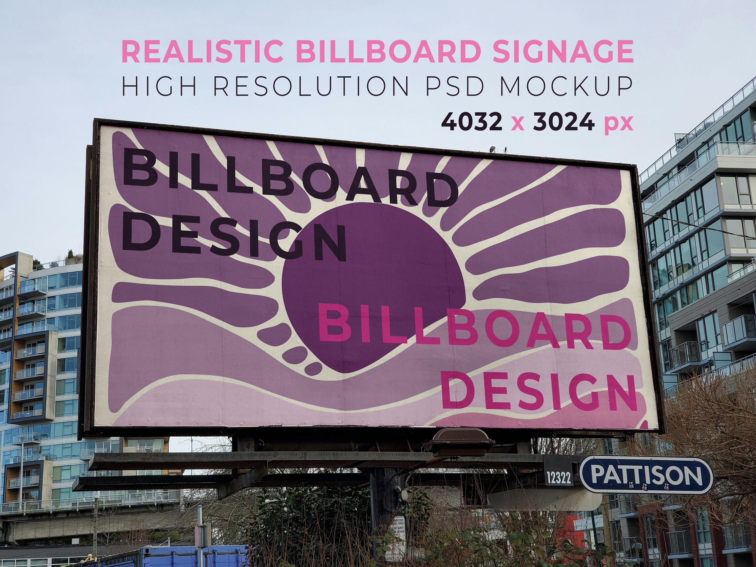 REALISTIC BILLBOARD SIGANE - High Resolution Psd Mockup (Signage design, digital art, marketing, branding design, publicity)