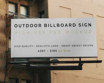 OUTDOOR BILLBOARD SING - Realistyczny, wysokiej rozdzielczości makieta Psd (projektowanie oznakowań, reklama, marketing, projektowanie marki, reklama)