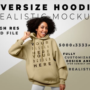 OVERSIZE HOODIE - Realistic Hoodie PSD Mockup template / Digital asset (for clothing branding, hoodie design, print on demand, freelancing).