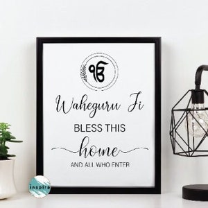 Waheguru Ji segne dieses Haus und alle, die eintreten, Digitaler Download, Sikh Wandkunst, Pooja Zimmer Dekor, Sikh Gebet, Ek Onkar, Ik Onkar, Paath