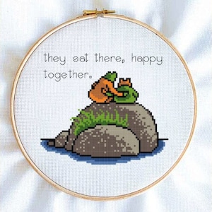 Frog and Toad Happy Together - PDF Cross Stitch Pattern