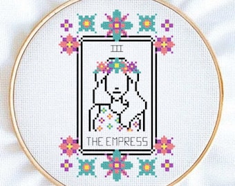 Punto de Cruz La Emperatriz, Patrón Punto de Cruz Tarot, Punto de Cruz Bruja, Punto de Cruz Kawaii, Punto de Cruz Espeluznante, PDF