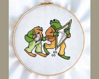 Frog and Toad Fly a Kite - PDF Cross Stitch Pattern
