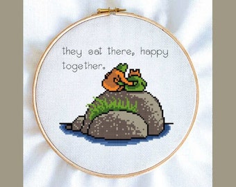 Frog and Toad Happy Together - PDF Cross Stitch Pattern