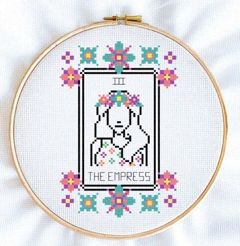 The Empress Cross Stitch, Tarot Cross Stitch Pattern, Witch Cross Stitch, Kawaii Cross Stitch, Spooky Cross Stitch, PDF