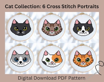 Cat Collection 6 Cross Stitch Patterns