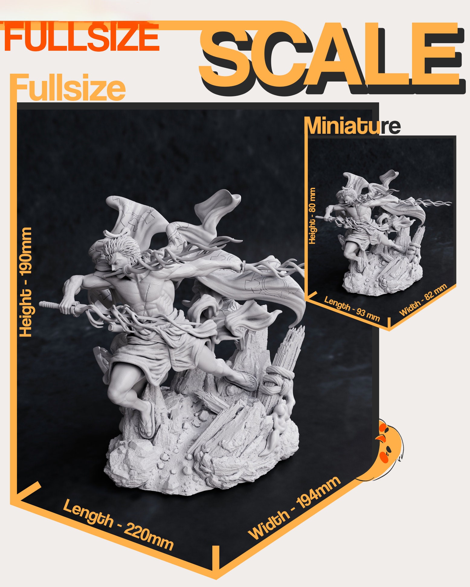 Roronoa Zoro STL File 3D Model Figurine Anime Manga Straw Hat Crew