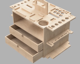 Toolbox Plans CNC Files for wood working projects - CNC Router Drawings & Guide for Tool Box Organiser for CNC Router - dwg dxf pdf and stl