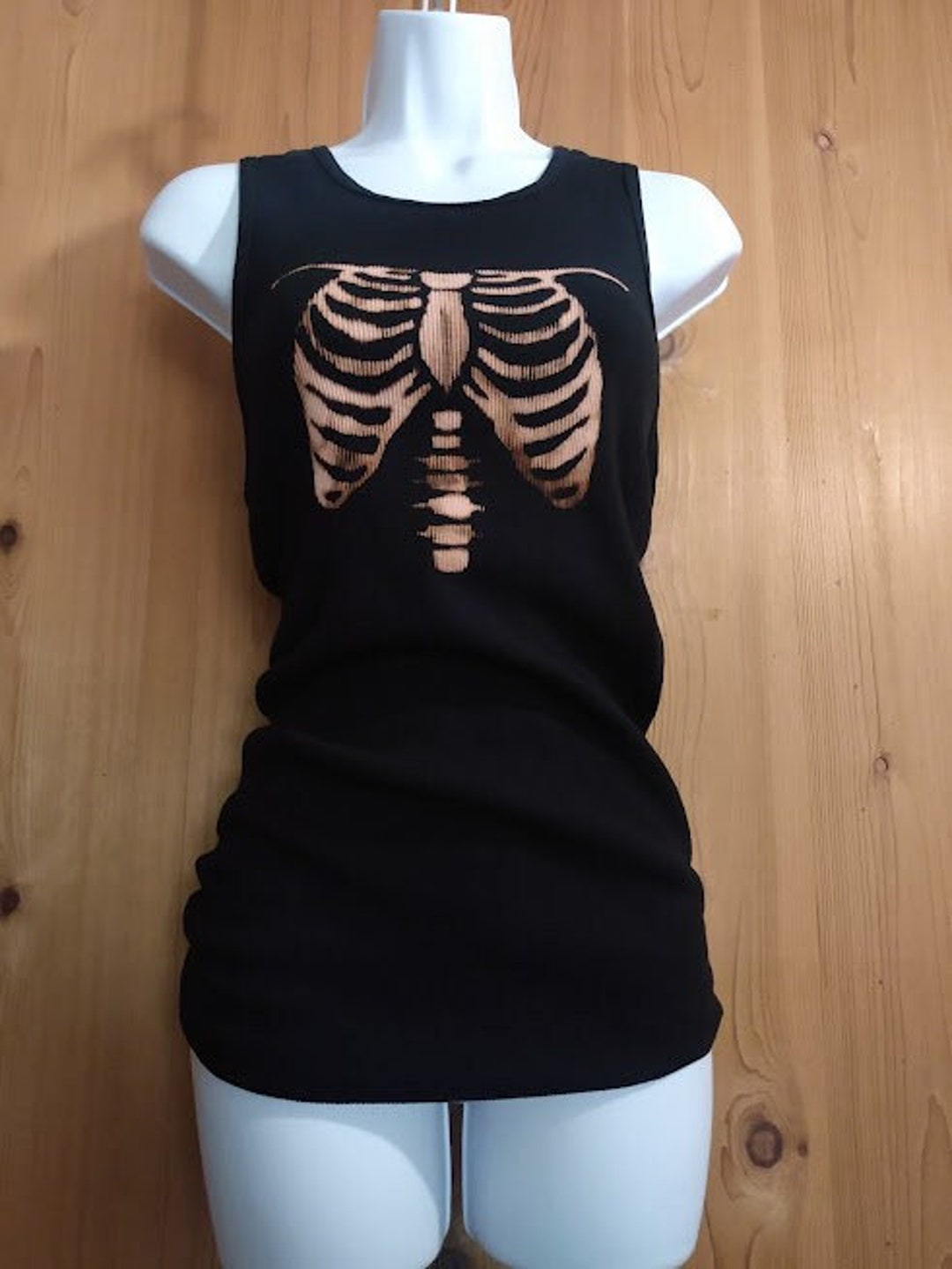 Bleached Skeleton Rib Cage Tank Top Ribbed Cotton Tank Etsy
