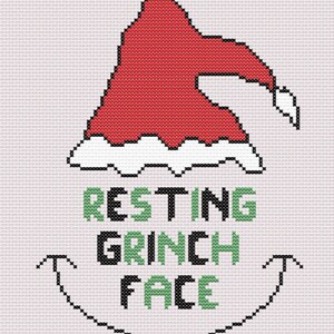 Resting Grinch Face Cross-Stitch Pattern