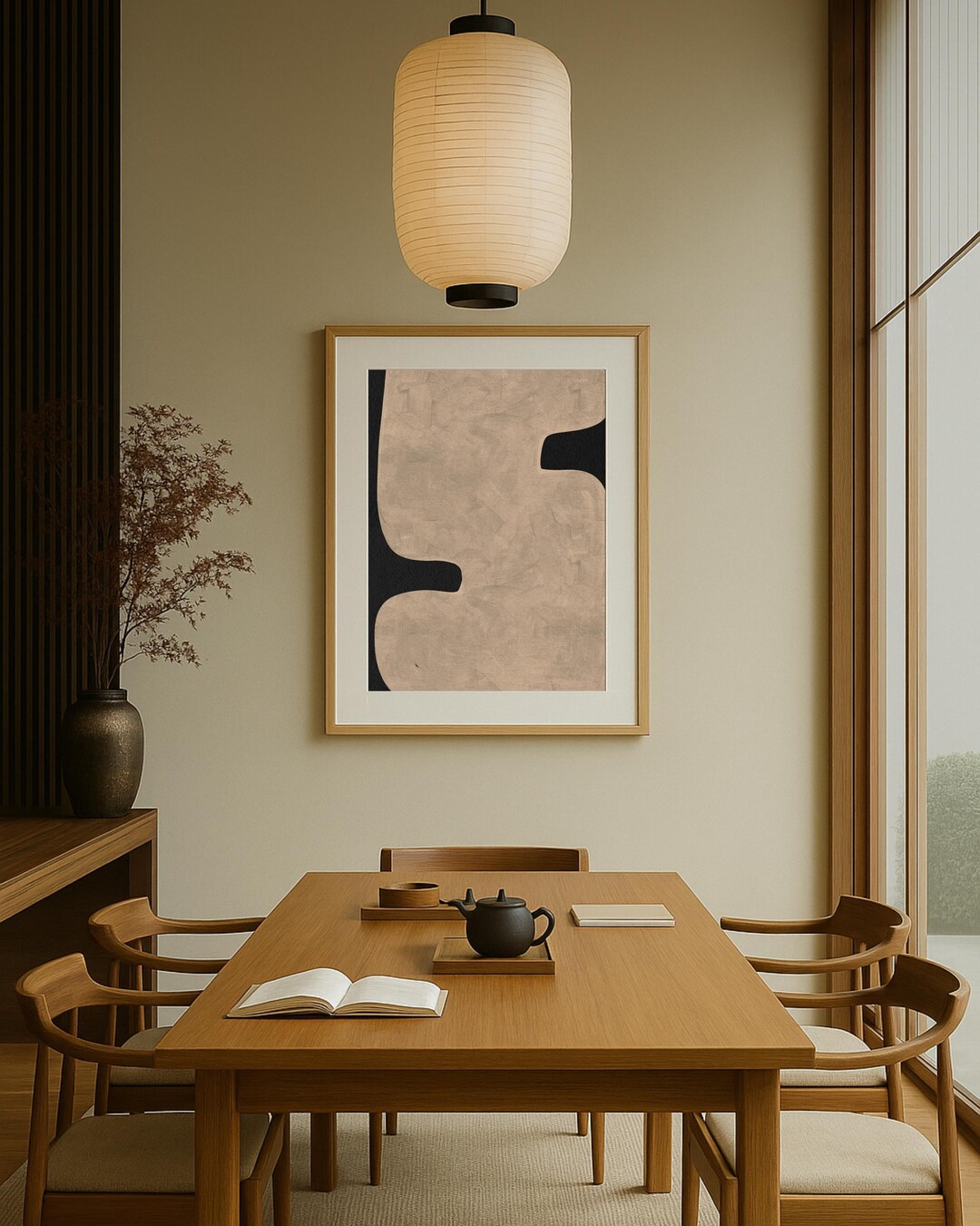 Japandi Minimalist Wall Art Print, Neutral Beige Abstract Fine Art ...