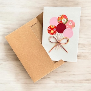 Carte de voeux Mizuhiki, fait main, art, ballon, japonais traditionnel, papier japonais, fabrication japonaise, carte-cadeau, art mural, anniversaire