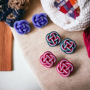 Stud earrings, Japanese Earrings Handmade, Mizuhiki, Jewelry, Light earrings, Clover, Gift for her, Lightweight, Japanese made, Japan Made