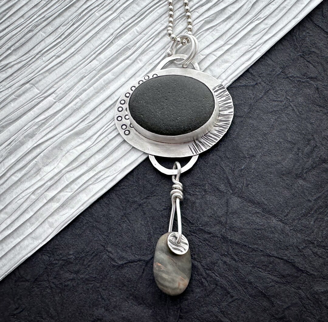 Handmade Lake Superior Basalt Stone Silver Necklace - Etsy