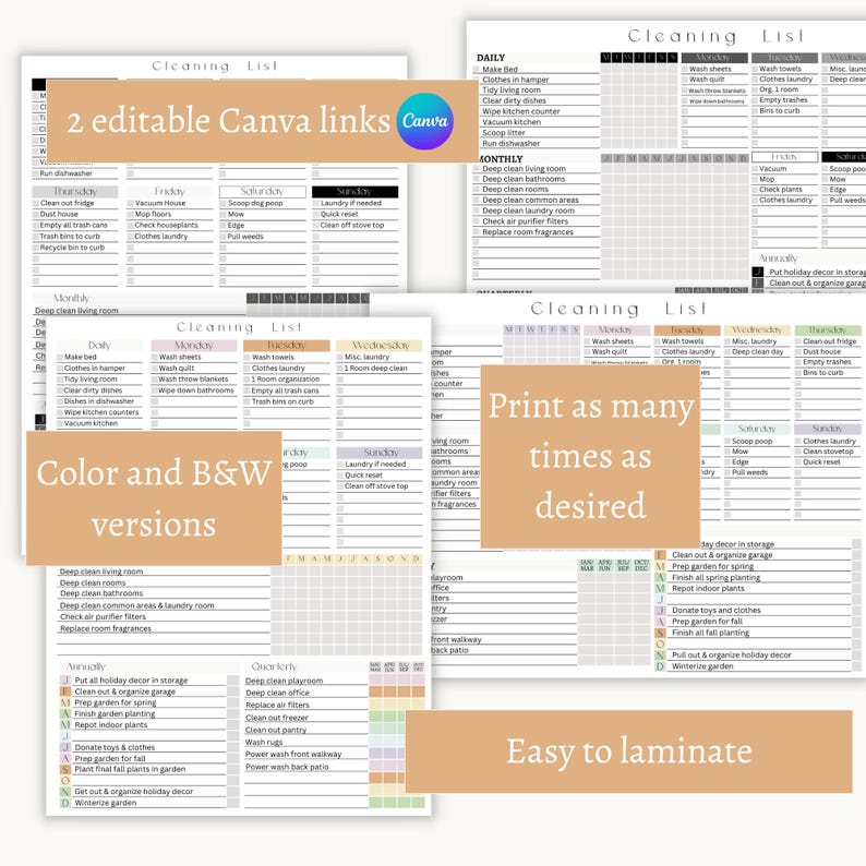 Editable Family Chore Chart Printable | Household Cleaning Schedule ...