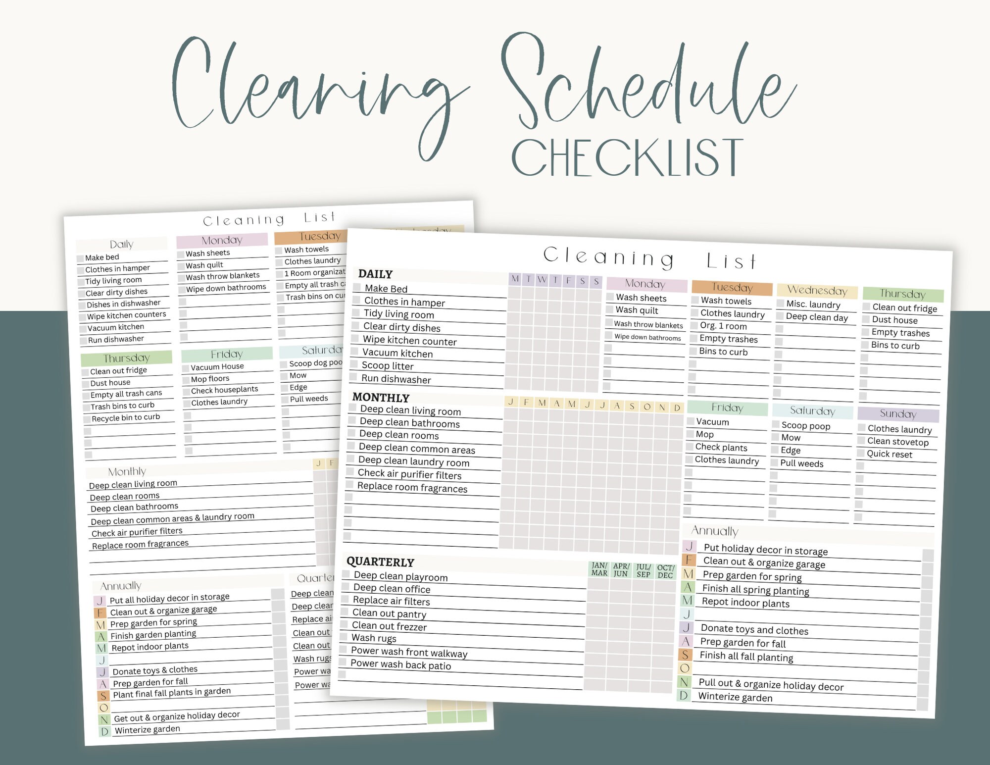 Editable Family Chore Chart: Cleaning Schedule Checklist (digital ...