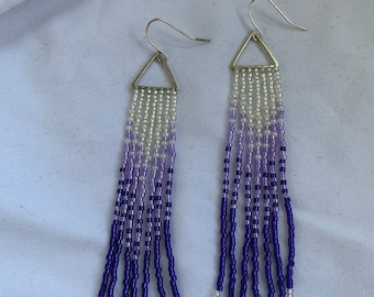 Beaded earrings, chandelier earrings, dangling earrings, beaded jewlery, long earrings, seed bead earrings, boho, fringe