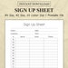 Sign up Sheet Sign up Template Printable Sign up Form - Etsy