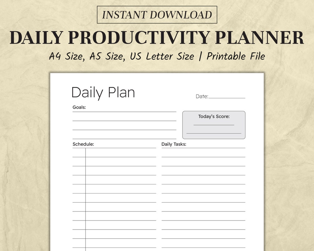 Daily Productivity Planner | Printable Daily to Do List | Productivity ...