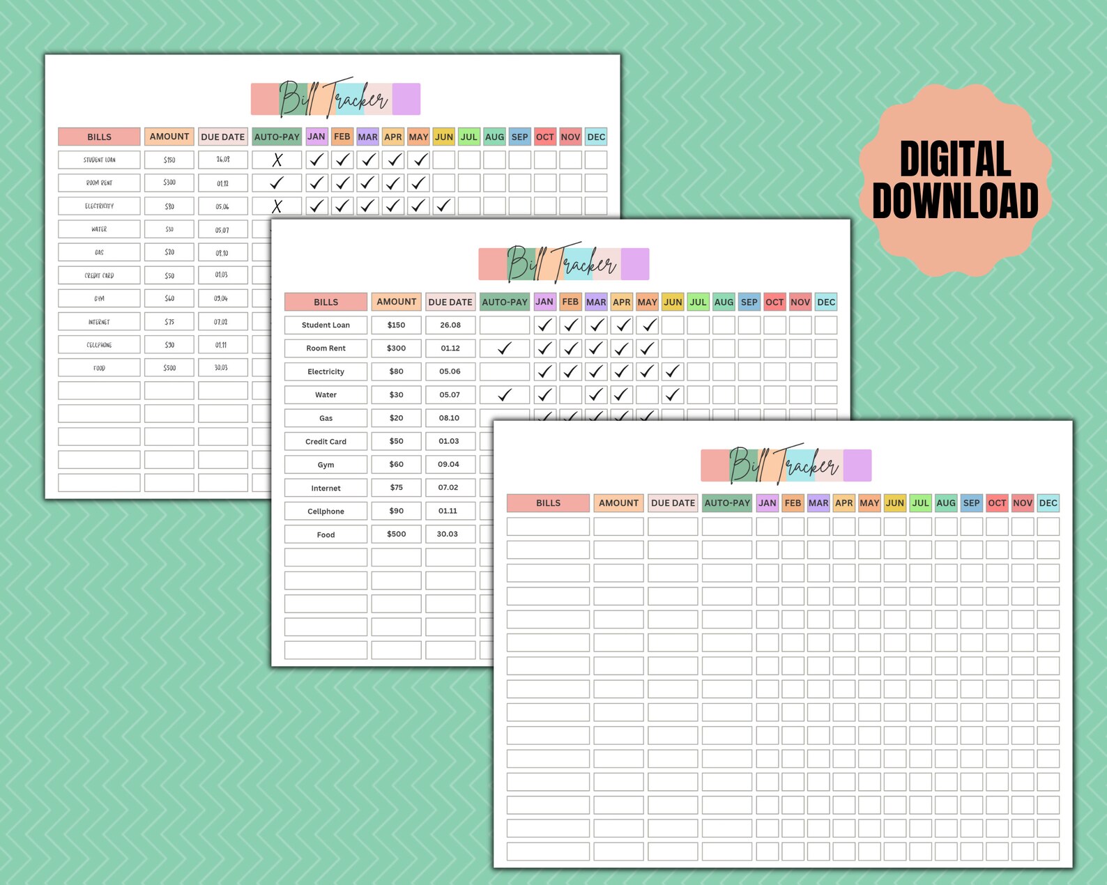 Printable Yearly Bill Payment Checklist | Bill Payment Checklist ...