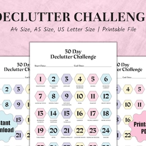 Digital 30 Day Declutter Challenge | Printable Decluttering Checklist Editable | Declutter Tracker, Home Declutter, Cleaning Planner, PDF