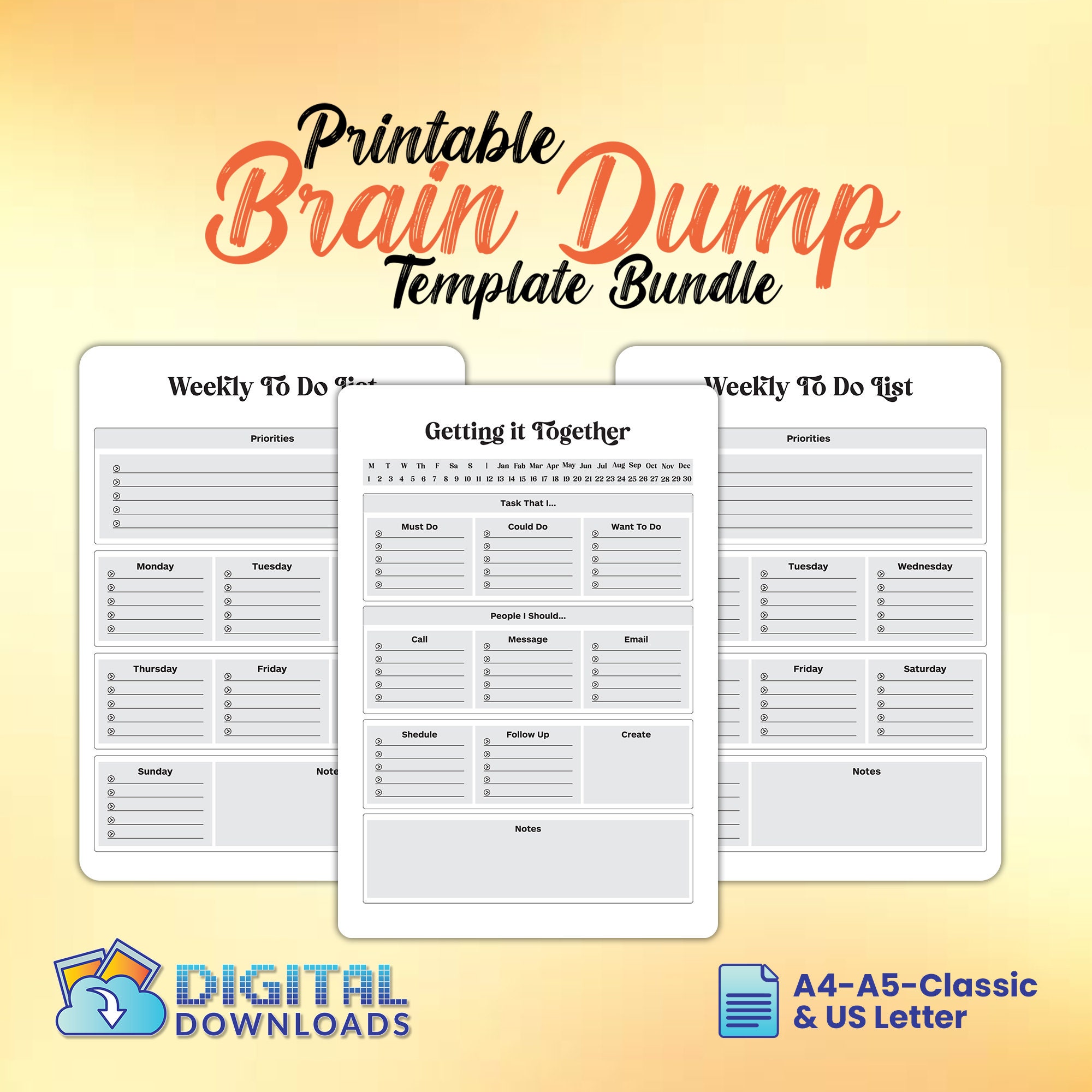 Ultimate Brain Dump Template | Priority Matrix Template | Printable to ...
