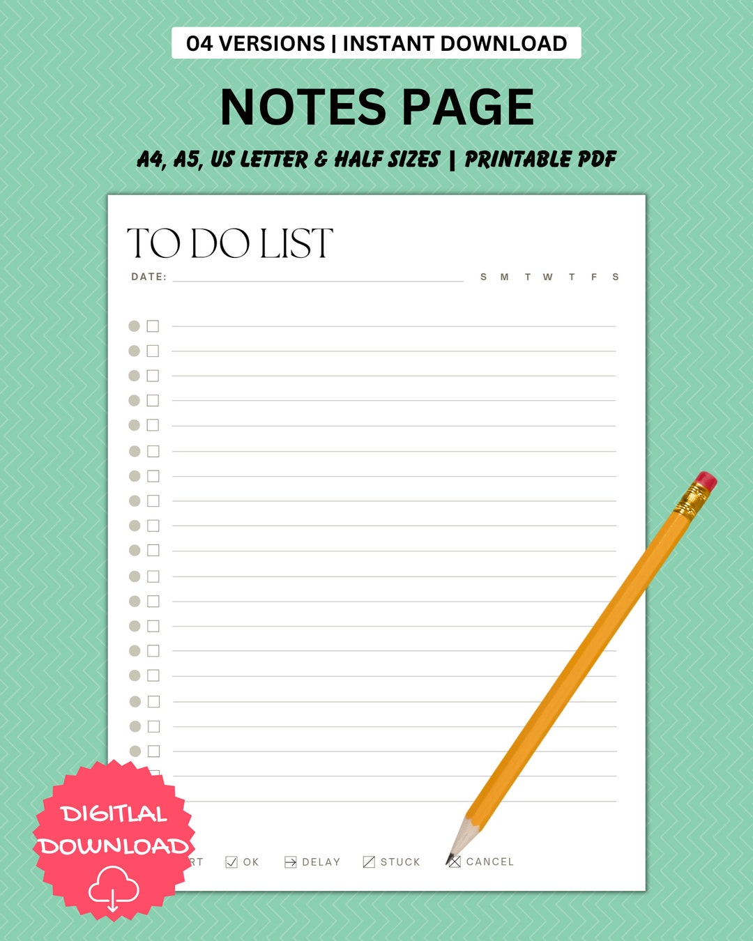 Printable Minimal to Do List Simple Tasks List Template Checklist ...