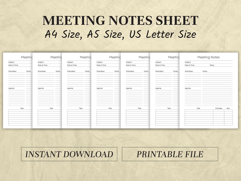 Meeting Notes Template Printable | Meeting Minutes | Meeting Agenda ...