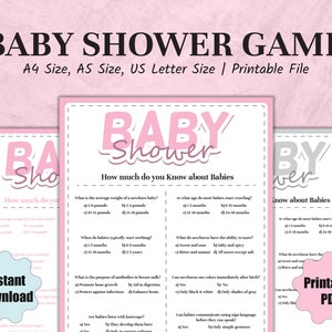 Jeu de douche de bébé ultime | Jeux de douche de bébé | Modèle de jeu-questionnaire sur la douche de bébé | Questions Trivia, modèle de jeu, modèle de bébé