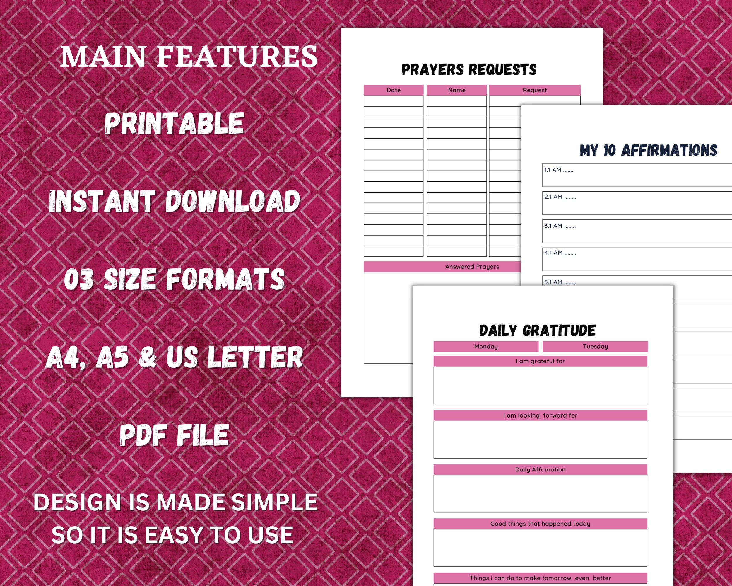 Prayer Journal Printable | Daily Prayer Planner | Digital Bible Study ...