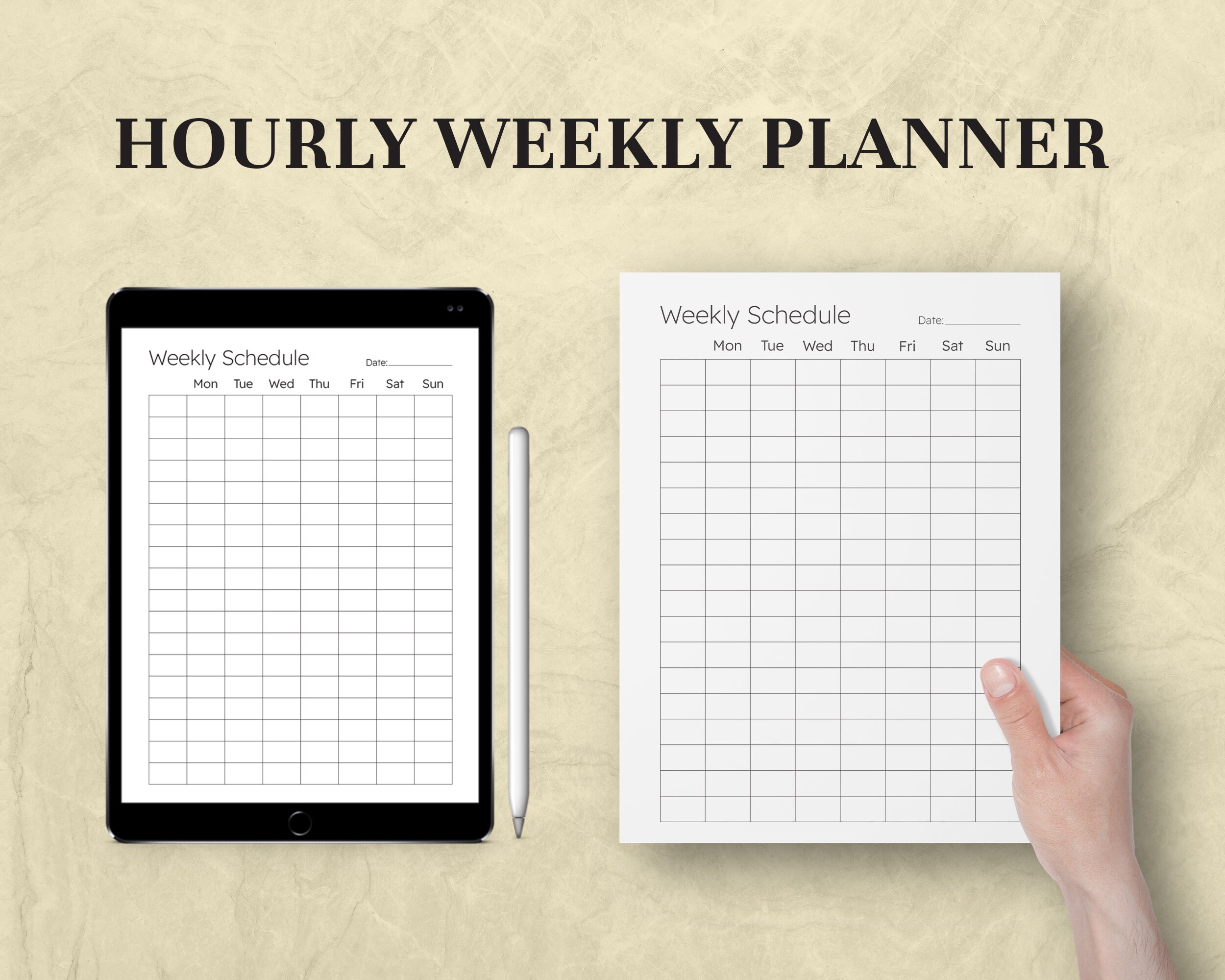 Hourly Weekly Planner Printable Daily to Do List Productivity Planner