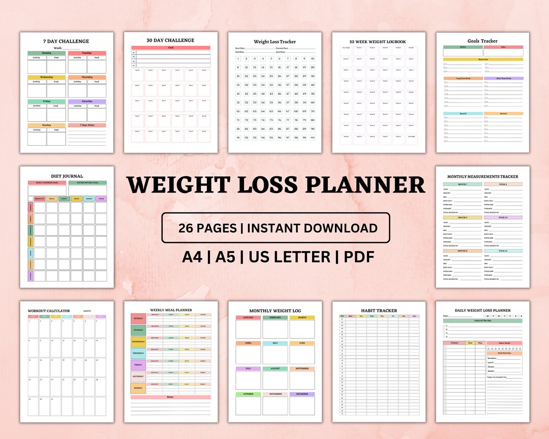 Weight Loss Tracker Printable | Workout Tracker Digital | Fitness ...