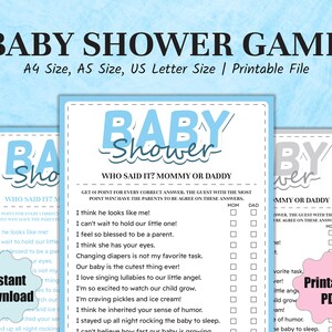 Gioco di mamma o papà stampabile / Gioco di mamma o papà / Indovina chi l'ha detto / Gioco Baby Shower Mamma o papà, Download immediato PDF