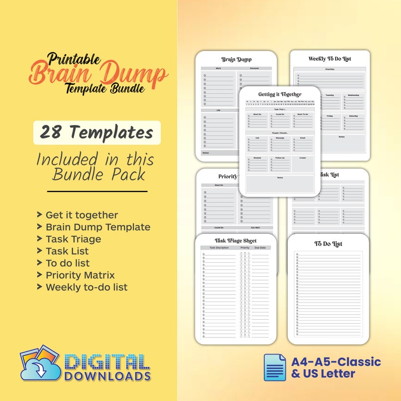 Ultimate Brain Dump Template | Priority Matrix Template | Printable to ...