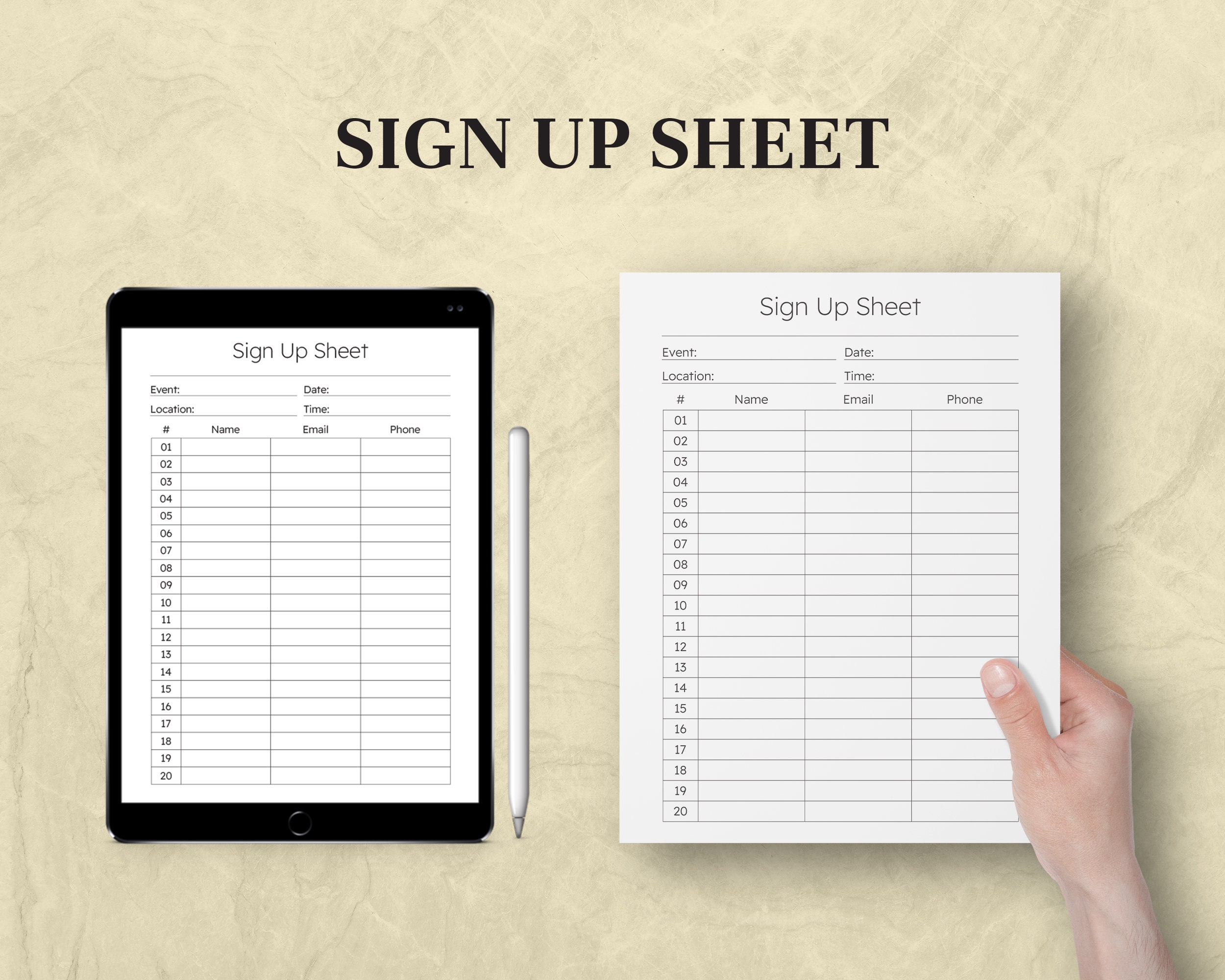 Sign up Sheet | Sign up Template | Printable Sign up Form | Event Sign ...