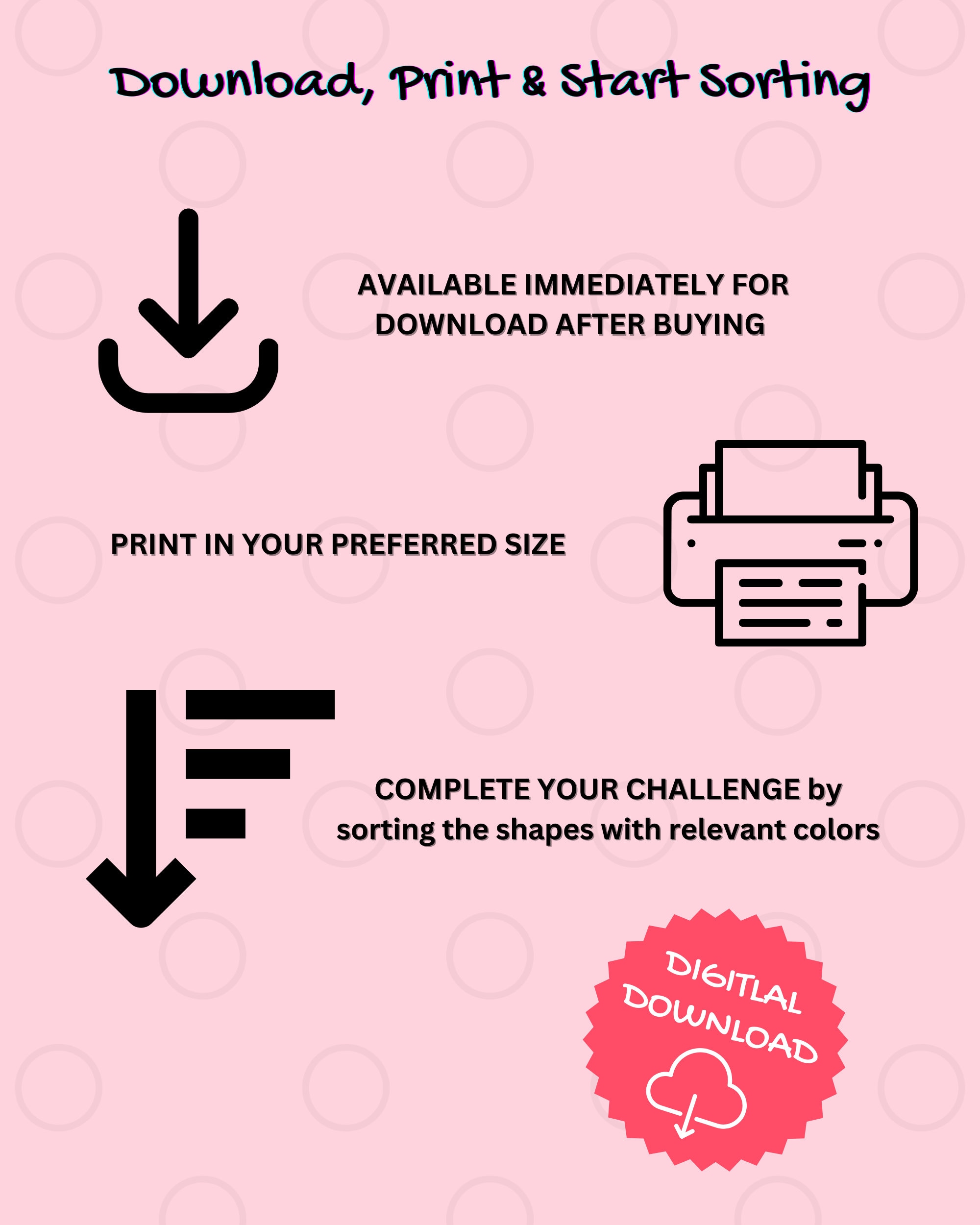 Printable Color Sorting Activity Digital Preschool Worksheet Toddler ...